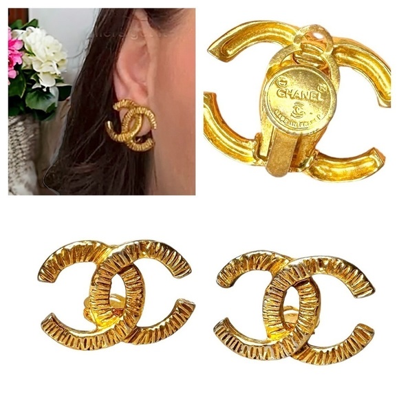 CHANEL Gold CC Vintage Clip On Earrings Set - Picture 2 of 16
